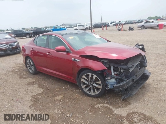 2015 Kia Optima SX Turbo with VIN 5XXGR4A65FG495401, listed as a IAAI auction lot 42287029 with 99,675 mi miles and . Bid and sale history available at DreamBid. Image 1.