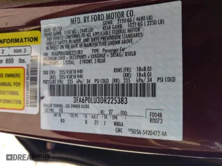 2013 Ford Fusion SE Hybrid with VIN 3FA6P0LU3DR225383, listed as a IAAI auction lot 42004176 with 187,991 mi miles. Bid and sale history available at carsss.com. Image 9.