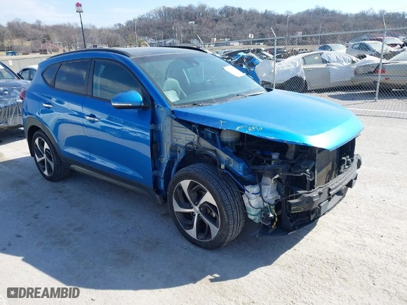 2016 Hyundai Tucson Eco with VIN KM8J3CA25GU033510, listed as a IAAI auction lot 41710517 with 103,474 mi miles. Bid and sale history available at carsss.com. Image 1.