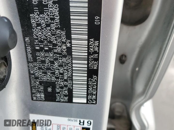 2006 Toyota 4Runner Limited with VIN JTEBT17R660063831, listed as a Copart auction lot 51781755 with 246,647 mi miles and Clean Title. Bid and sale history available at DreamBid. Image 13.