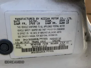 2003 Nissan Sentra XE with VIN 3N1CB51D53L797331, listed as a Copart auction lot 51017035 with 127,530 mi miles and Salvage Title. Bid and sale history available at DreamBid. Image 14.