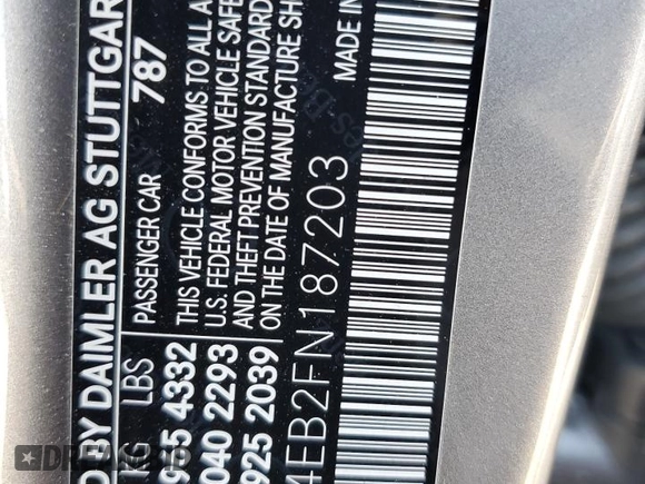 2015 Mercedes-Benz CLA 250 with VIN WDDSJ4EB2FN187203, listed as a Copart auction lot 44917034 with 75,697 mi miles and . Bid and sale history available at DreamBid. Image 12.