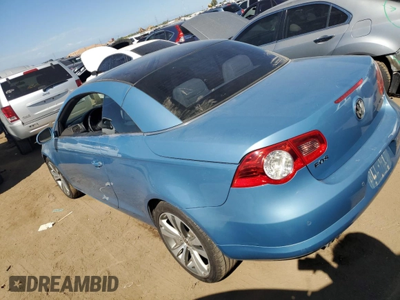 2008 Volkswagen Eos 3.2L with VIN WVWDB71F38V039347, listed as a Copart auction lot 72598194 with 123,630 mi miles and Salvage Title. Bid and sale history available at DreamBid. Image 2.