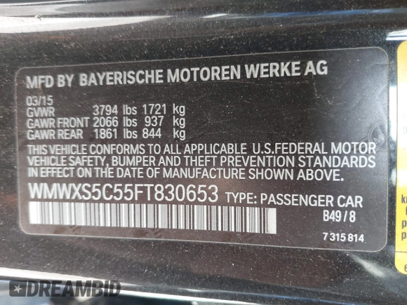 2015 MINI Hardtop 4 Door z VIN WMWXS5C55FT830653, wystawiony jako IAAI lot #42721174 z przebiegiem 126 298 mil mil oraz . Historia ofert i sprzedaży dostępna na DreamBid. Obrazek 9.