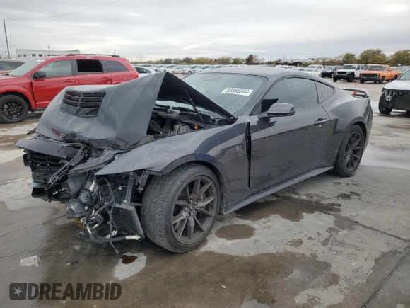 2024 Ford Mustang Dark Horse with VIN 1FA6P8R04R5503740, listed as a Copart auction lot 83986684 with 8,524 mi miles and Salvage Title. Bid and sale history available at carsss.com. Image 1.