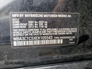 2014 BMW 3 Series 328i with VIN WBA3C1C5XEK105543, listed as a Copart auction lot 58548015 with 156,721 mi miles and Salvage title. Bid and sale history available at DreamBid. Image 12.