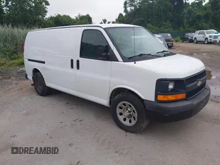 2013 Chevrolet Express Cargo with VIN 1GCSGAFX4D1158758, listed as a IAAI auction lot 42500173 with 235,408 mi miles and . Bid and sale history available at DreamBid. Image 1.