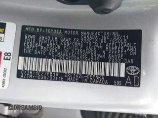 2011 Toyota Corolla L with VIN 2T1BU4EE5BC594215, listed as a IAAI auction lot 41802263 with 126,457 mi miles and . Bid and sale history available at DreamBid. Image 9.