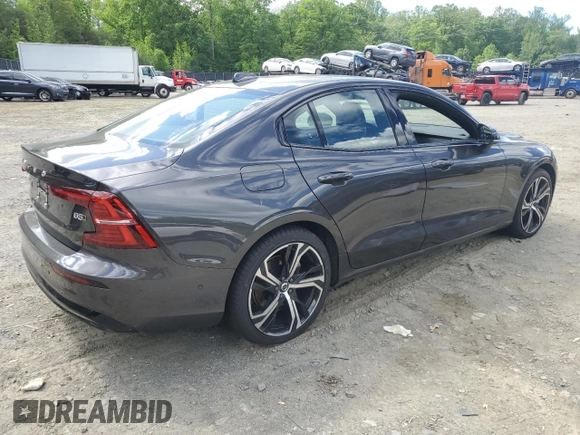 2024 Volvo S60 Ultimate Dark Theme with VIN 7JRL12TM4RG313644, listed as a Copart auction lot 55887415 with 10,606 mi miles and Salvage title. Bid and sale history available at DreamBid. Image 3.