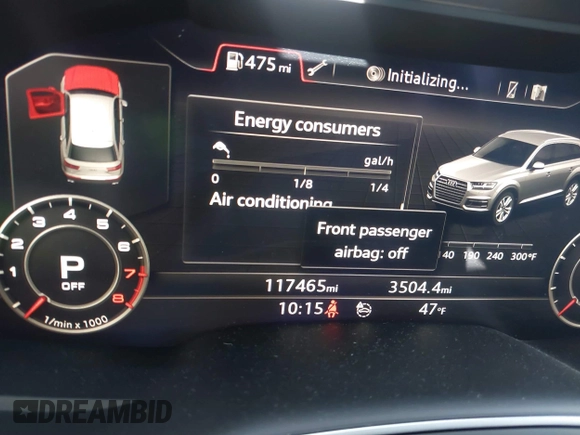 2018 Audi Q7 Premium Plus with VIN WA1LHAF78JD033266, listed as a IAAI auction lot 41749357 with 117,465 mi miles. Bid and sale history available at carsss.com. Image 7.