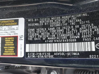 2015 Toyota Camry XLE with VIN 4T4BF1FK5FR491688, listed as a IAAI auction lot 42189497 with 135,126 mi miles and . Bid and sale history available at DreamBid. Image 9.