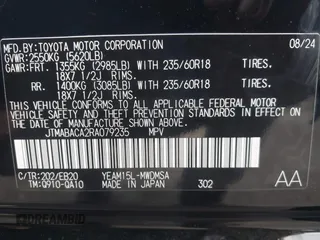 2024 Toyota bZ4X XLE with VIN JTMABACA2RA079235, listed as a IAAI auction lot 41169298 with 892 mi miles. Bid and sale history available at carsss.com. Image 9.