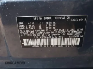 2018 Subaru Legacy with VIN 4S3BNAA66J3044801, listed as a IAAI auction lot 41864936 with 215,170 mi miles. Bid and sale history available at carsss.com. Image 9.