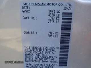 2024 Nissan Altima 2.5 SV with VIN 1N4BL4DV5RN341221, listed as a Copart auction lot 80321924 with 24,725 mi miles and Salvage Title. Bid and sale history available at carsss.com. Image 12.