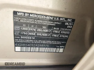 2002 Mercedes-Benz M 320/430/500 z VIN 4JGAB54E52A298975, wystawiony jako IAAI lot #41985135 z przebiegiem 278 592 mil mil oraz . Historia ofert i sprzedaży dostępna na DreamBid. Obrazek 9.