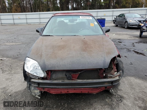 1999 Honda Civic LX with VIN 1HGEJ657XXL047414, listed as a Copart auction lot 83943154 with 300,098 mi miles and Salvage Title. Bid and sale history available at carsss.com. Image 5.