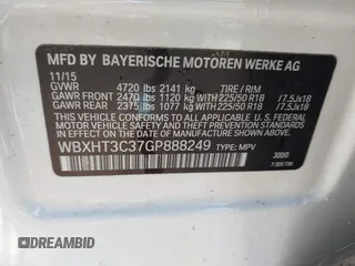 2016 BMW X1 xDrive28i with VIN WBXHT3C37GP888249, listed as a IAAI auction lot 41794102 with 116,175 mi miles and . Bid and sale history available at DreamBid. Image 9.