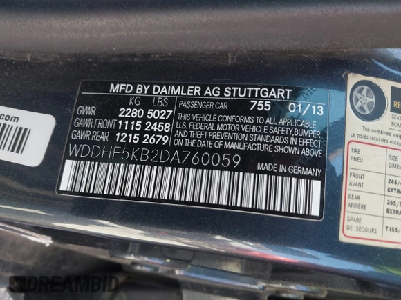 2013 Mercedes-Benz E 350 Luxury with VIN WDDHF5KB2DA760059, listed as a IAAI auction lot 41866031 with 190,203 mi miles and . Bid and sale history available at DreamBid. Image 9.