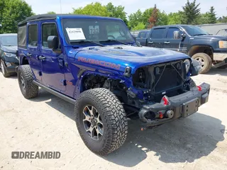 2018 Jeep Wrangler Unlimited Rubicon with VIN 1C4HJXFG8JW184793, listed as a IAAI auction lot 42429098 with 86,580 mi miles and . Bid and sale history available at DreamBid. Image 1.