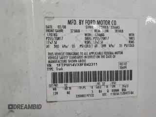 2008 Ford F-150 XLT z VIN 1FTPW14VX8FB42311, wystawiony jako Copart lot #59583995 z przebiegiem 188 449 mil mil oraz Szkoda całkowita • Salvage title. Historia ofert i sprzedaży dostępna na DreamBid. Obrazek 12.
