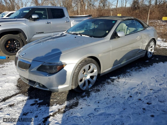 2005 BMW 6 Series 645Ci with VIN WBAEK73415B325739, listed as a Copart auction lot 86249364 with 85,651 mi miles and Salvage Title. Bid and sale history available at carsss.com. Image 1.