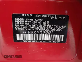 2016 Subaru WRX STI Limited with VIN JF1VA2Z67G9806662, listed as a IAAI auction lot 41353554 with 86,537 mi miles and . Bid and sale history available at DreamBid. Image 9.