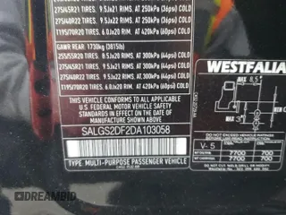 2013 Land Rover Range Rover HSE with VIN SALGS2DF2DA103058, listed as a Copart auction lot 53796295 with 130,843 mi miles and Salvage title. Bid and sale history available at DreamBid. Image 16.