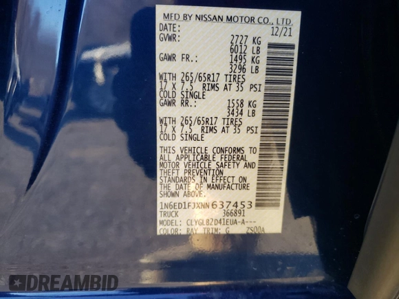 2022 Nissan Frontier SV с VIN 1N6ED1FJXNN637453, выставлен на аукционе Copart как лот 42048305 с пробегом 23 662 миль миль и Списание • Salvage title. История ставок и продаж доступна на DreamBid. Изображение 13.