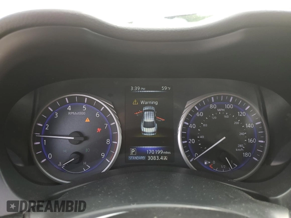 2015 Infiniti Q50 Premium with VIN JN1BV7AP5FM345771, listed as a Copart auction lot 59021485 with 170,199 mi miles and Salvage title. Bid and sale history available at DreamBid. Image 9.