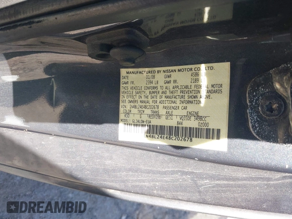 2008 Nissan Altima 3.5 SE with VIN 1N4BL24E48C202678, listed as a IAAI auction lot 41673761 with 200,411 mi miles. Bid and sale history available at carsss.com. Image 9.