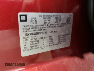 2017 GMC Yukon Denali with VIN 1GKS1CKJ8HR218700, listed as a Copart auction lot 88451155 with 112,348 mi miles and Salvage Title. Bid and sale history available at carsss.com. Image 13.
