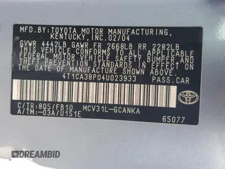 2004 Toyota Solara SE with VIN 4T1CA38P04U023933, listed as a Copart auction lot 67960874 with 208,454 mi miles and Non Repairable. Bid and sale history available at DreamBid. Image 14.