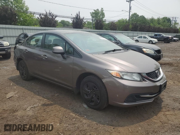 2013 Honda Civic LX with VIN 2HGFB2F55DH552566, listed as a Copart auction lot 59542755 with 160,820 mi miles and Salvage title. Bid and sale history available at DreamBid. Image 4.