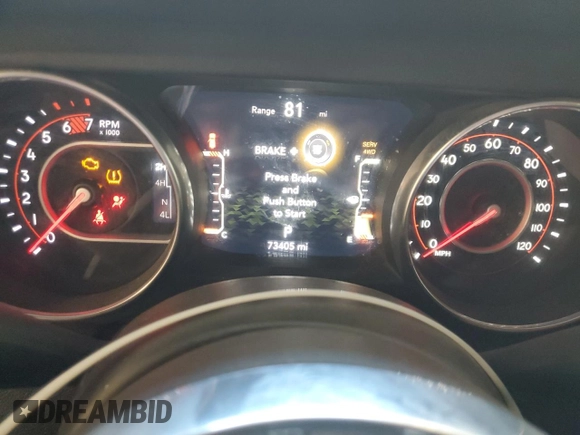 2020 Jeep Wrangler Unlimited Recon with VIN 1C4HJXFN0LW263201, listed as a Copart auction lot 79129424 with 73,405 mi miles and Salvage title. Bid and sale history available at DreamBid. Image 9.