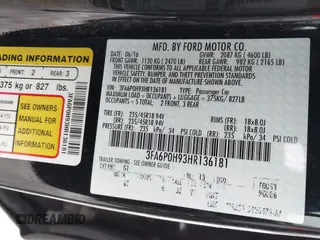 2017 Ford Fusion SE with VIN 3FA6P0H93HR136181, listed as a IAAI auction lot 41643411 with 58,545 mi miles. Bid and sale history available at carsss.com. Image 9.
