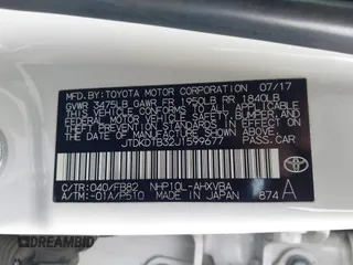 2018 Toyota Prius One with VIN JTDKDTB32J1599677, listed as a IAAI auction lot 42041923 with 83,384 mi miles and . Bid and sale history available at DreamBid. Image 9.