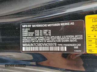 2013 BMW 1 Series 135i with VIN WBAUN7C58DVM26978, listed as a Copart auction lot 77974834 with 0 mi miles and Clean Title. Bid and sale history available at carsss.com. Image 12.