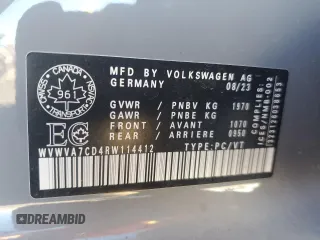 2024 Volkswagen Golf GTI Autobahn with VIN WVWVA7CD4RW114412, listed as a Copart auction lot 80870034 with 16,870 mi miles and Salvage Title. Bid and sale history available at carsss.com. Image 12.