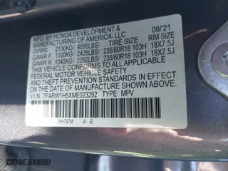 2021 Honda CR-V EX with VIN 7FARW1H5XME023292, listed as a IAAI auction lot 41690743 with 37,512 mi miles. Bid and sale history available at carsss.com. Image 9.