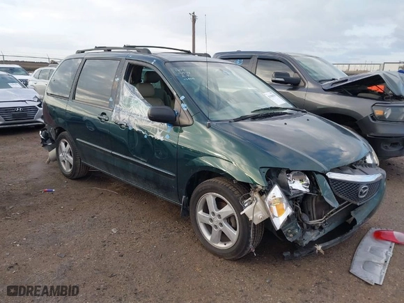 2002 Mazda MPV LX with VIN JM3LW28J020317050, listed as a IAAI auction lot 41106620 with 194,147 mi miles. Bid and sale history available at carsss.com. Image 1.