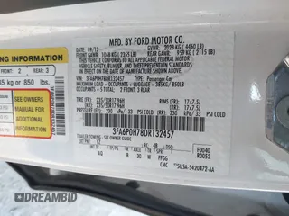 2013 Ford Fusion SE with VIN 3FA6P0H78DR132457, listed as a IAAI auction lot 41381922 with 165,721 mi miles. Bid and sale history available at carsss.com. Image 9.