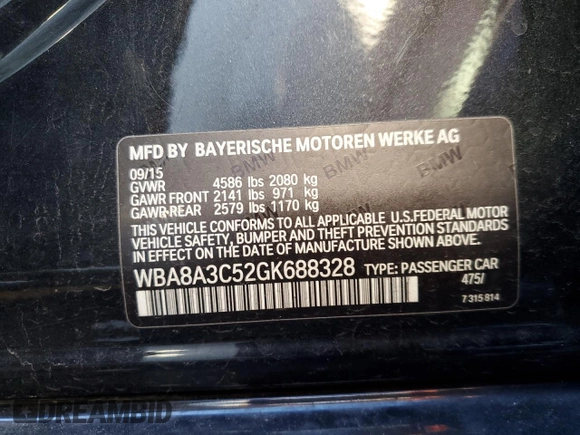 2016 BMW 3 Series 320i xDrive z VIN WBA8A3C52GK688328, wystawiony jako Copart lot #86874304 z przebiegiem 84 764 mil mil oraz Szkoda całkowita • Salvage title. Historia ofert i sprzedaży dostępna na DreamBid. Obrazek 13.