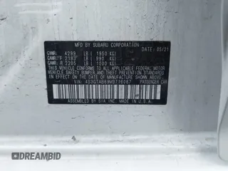 2021 Subaru Impreza с VIN 4S3GTAB69M3716087, выставлен на аукционе IAAI как лот 41078913 с пробегом 36 484 миль миль и . История ставок и продаж доступна на DreamBid. Изображение 9.