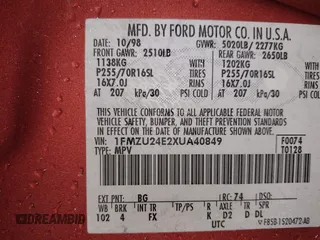 1999 Ford Explorer z VIN 1FMZU24E2XUA40849, wystawiony jako IAAI lot #41250506 z przebiegiem 174 706 mil mil oraz . Historia ofert i sprzedaży dostępna na DreamBid. Obrazek 9.