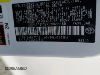 2011 Toyota Camry LE with VIN 4T1BF3EK5BU614469, listed as a Copart auction lot 53438505 with 174,112 mi miles and Salvage Title. Bid and sale history available at carsss.com. Image 15.