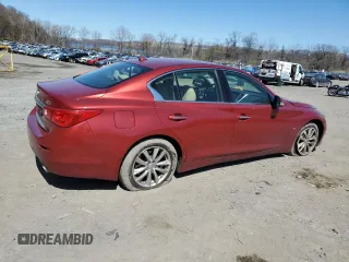 2014 Infiniti Q50 Premium with VIN JN1BV7AR7EM689215, listed as a Copart auction lot 53778625 with 110,164 mi miles and Salvage Title. Bid and sale history available at carsss.com. Image 3.