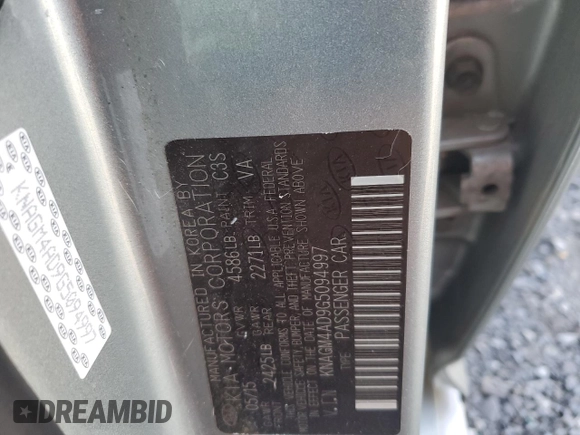 2016 Kia Optima Hybrid with VIN KNAGM4AD9G5094997, listed as a Copart auction lot 78191394 with 158,703 mi miles and Salvage Title. Bid and sale history available at carsss.com. Image 12.