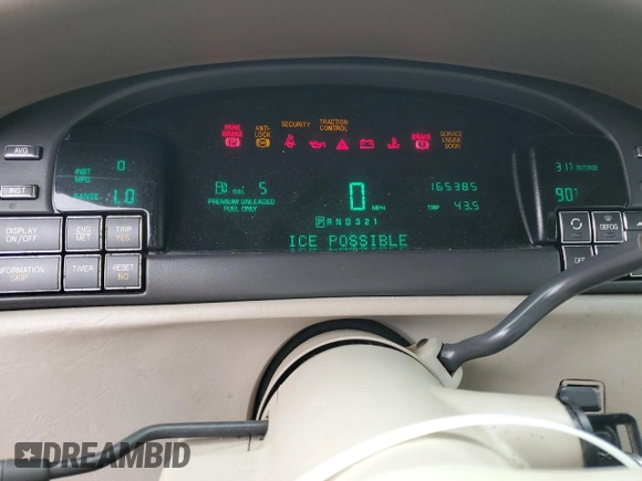 1998 Cadillac DeVille with VIN 1G6KD54Y7WU755628, listed as a Copart auction lot 45166875 with 165,385 mi miles and Salvage Title. Bid and sale history available at carsss.com. Image 9.