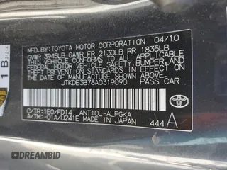 2010 Scion tC with VIN JTKDE3B78A0319090, listed as a Copart auction lot 50867915 with 158,671 mi miles and Salvage Title. Bid and sale history available at carsss.com. Image 12.