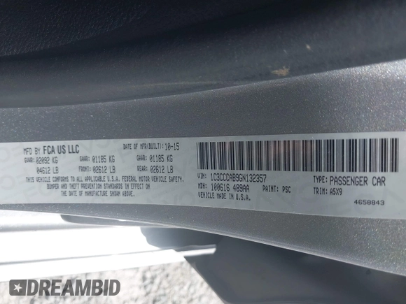 2016 Chrysler 200 Limited with VIN 1C3CCCAB9GN132357, listed as a IAAI auction lot 42134322 with 90,651 mi miles and . Bid and sale history available at DreamBid. Image 9.